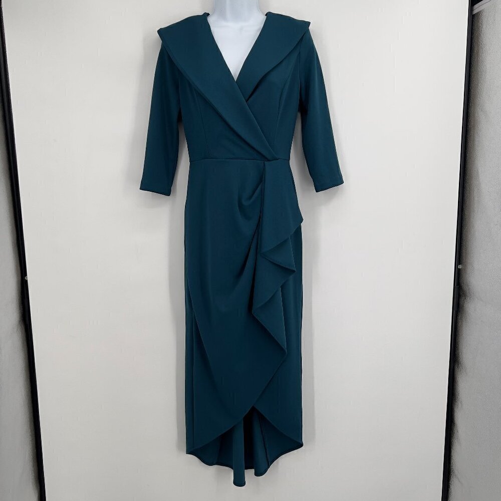Joseph Ribkoff Signature Teal Ruffle Gown - Size 4 (US) NWT